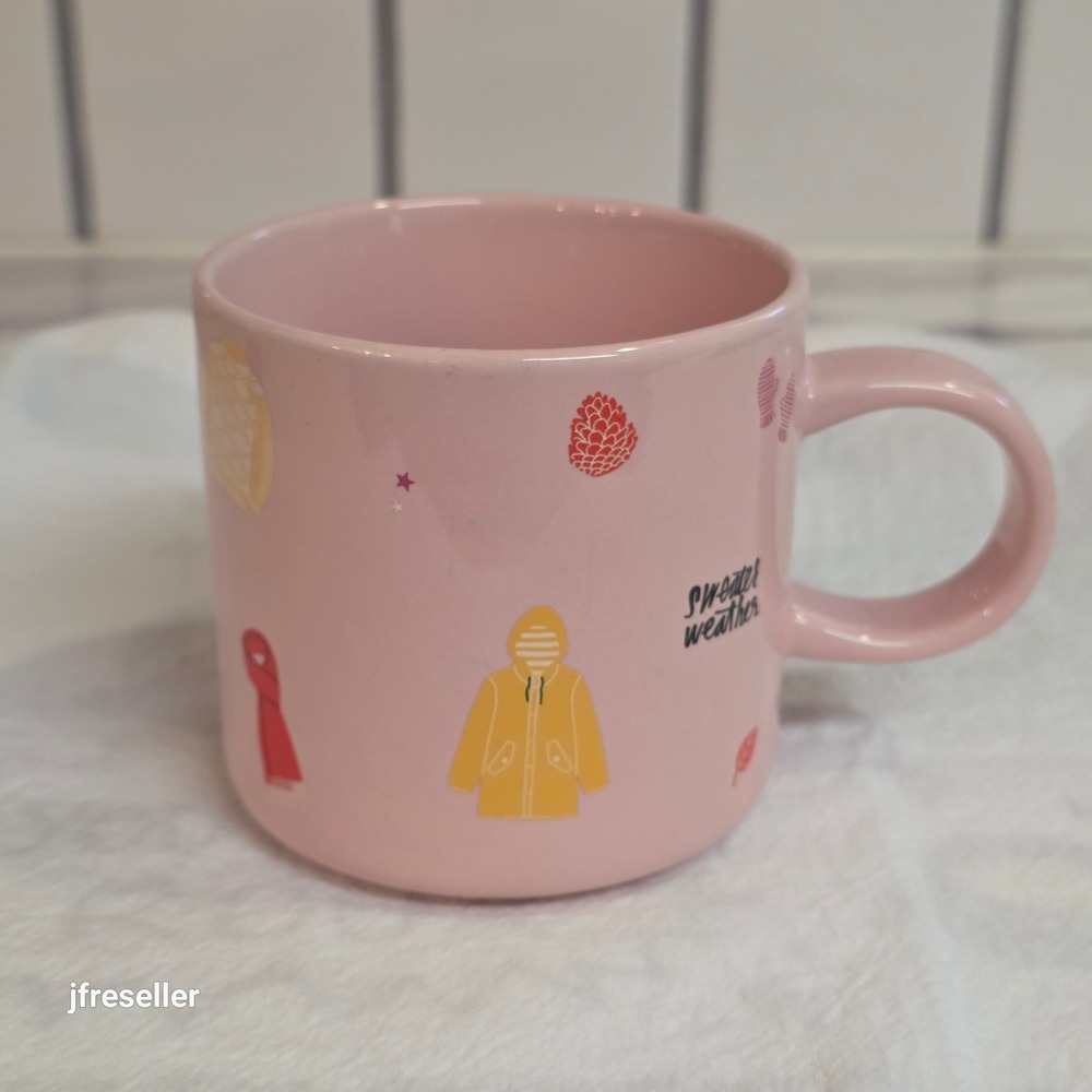 Starbucks ban.do 2018 120z Mug Pink Sweater Weather Stay Cozy Fall Icons